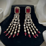 Gold Plated Green Stone Long Chandbali Earrings | Bridal & Party Wear Statement Jewelry - Libasaa.com