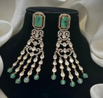 Gold Plated Green Stone Long Chandbali Earrings | Bridal & Party Wear Statement Jewelry - Libasaa.com