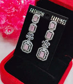 Silver-Plated Green Stone Long Drop Earrings | Stylish Party & Festive Wear Jewelry - Libasaa.com