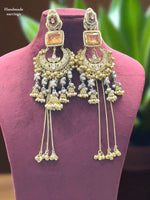 Handmade Long Yellow Stone Jhumka Chandbali Earrings β Bridal & Festive Jewelry - Libasaa.com
