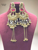 Handmade Long Yellow Stone Jhumka Chandbali Earrings β Bridal & Festive Jewelry - Libasaa.com