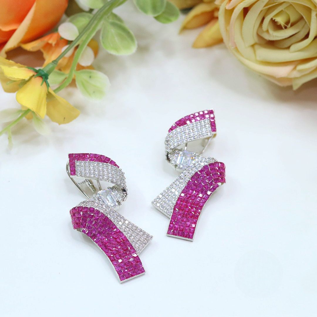 Elegant Bow Crystal Statement Earrings β Glamorous Party Wear - Libasaa.com