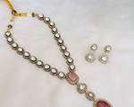 Punjabi Silver Plated Polki Necklace Set For Wedding - Libasaa.com