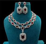 Pakistani Double Layer Floral Design Polki Necklace Set - Libasaa.com