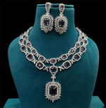 Pakistani Double Layer Floral Design Polki Necklace Set - Libasaa.com