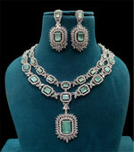 Pakistani Double Layer Floral Design Polki Necklace Set - Libasaa.com