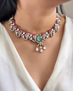 Elephant Design Indian Wedding Polki Choker Earrings Set For Women - Libasaa.com