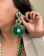 Celebrities Inspired Elephant Design Polki Necklace Earrings Set For Wedding - Libasaa.com