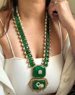 Celebrities Inspired Elephant Design Polki Necklace Earrings Set For Wedding - Libasaa.com