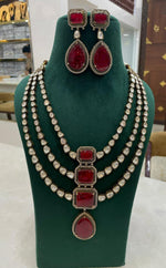 Sabyasachi Victorian Three Layer Polki Kundan NecklaceEarrings Set - Libasaa.com