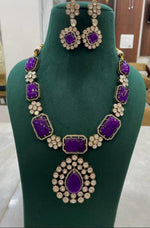 Indian Square Flower Design Polki Kundan Necklace Earrings Set For Women - Libasaa.com