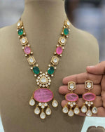 Indian Teardrop American Diamond Necklace Set For Festive Occasions - Libasaa.com