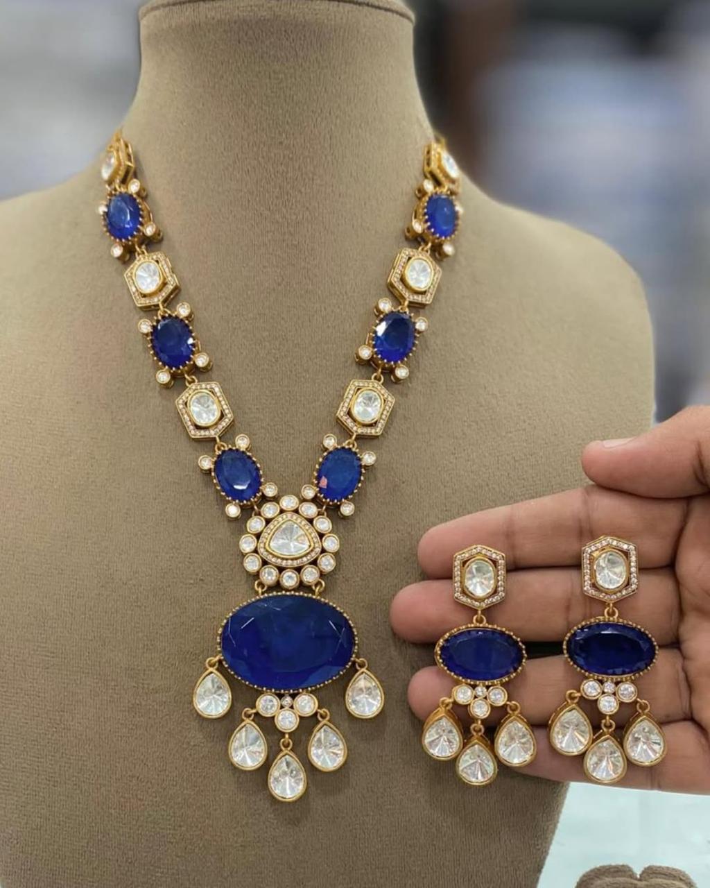 Indian Teardrop American Diamond Necklace Set For Festive Occasions - Libasaa.com