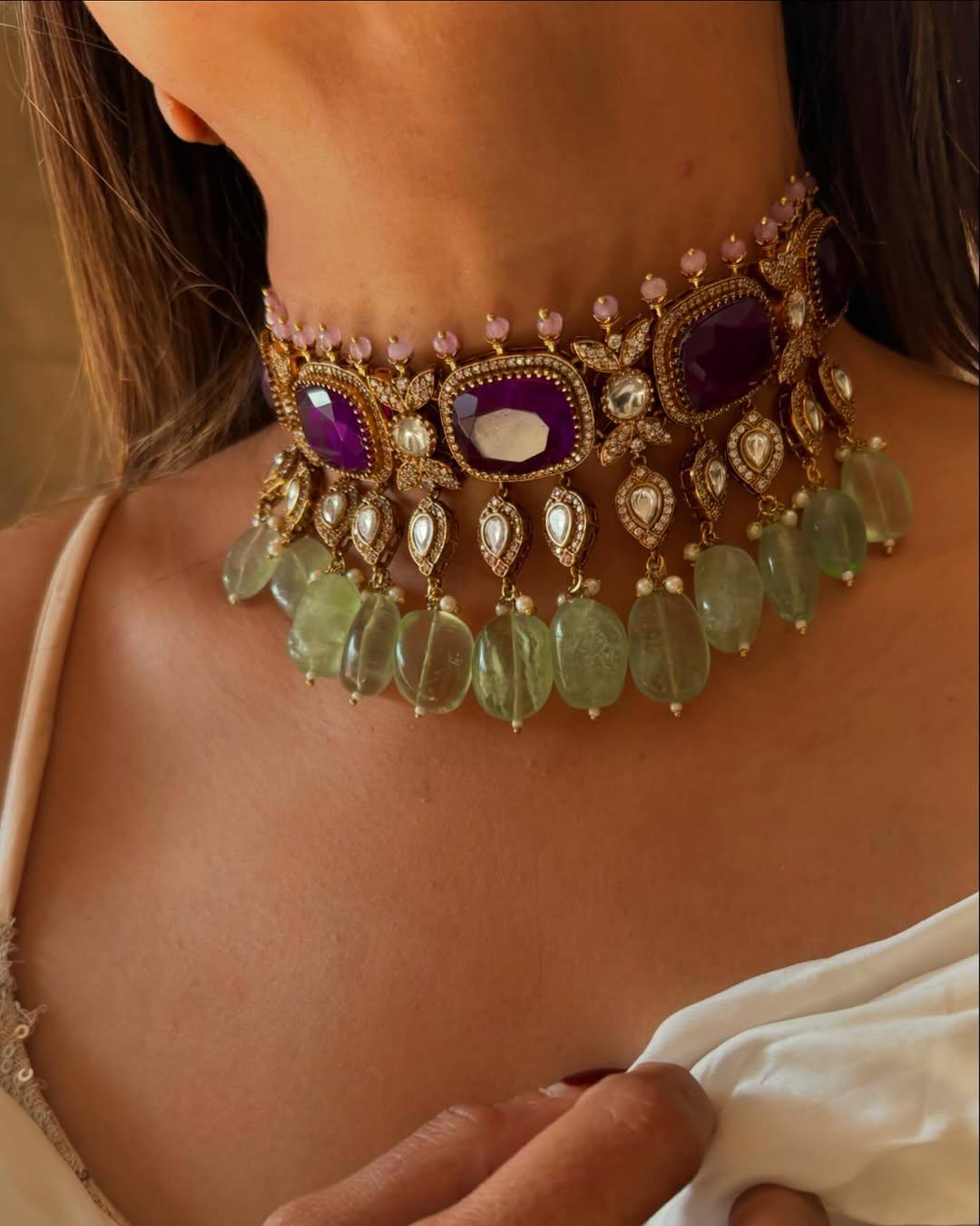 Jaipuri Kundan Choker Set β Traditional Indian Jewelry for a Royal Look | Kundan Jewelry | Indian Jewelry | Pakistani Necklace Set | - Libasaa.com