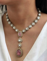 Pakistani Statement Polki Kundan Necklace & Earrings Set | Kundan Jewelry | Indian Jewelry | Pakistani Necklace Set | Traditional Jewelry | Polki Necklace - Libasaa.com