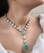 Pakistani Statement Polki Kundan Necklace & Earrings Set | Kundan Jewelry | Indian Jewelry | Pakistani Necklace Set | Traditional Jewelry | Polki Necklace - Libasaa.com