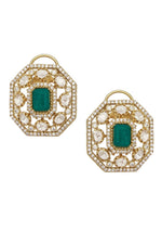 Green Bollywood Inspired Polki Kundan Choker Earrings Set | Kundan Jewelry | Indian Jewelry | Pakistani Necklace Set | Traditional Jewelry - Libasaa.com