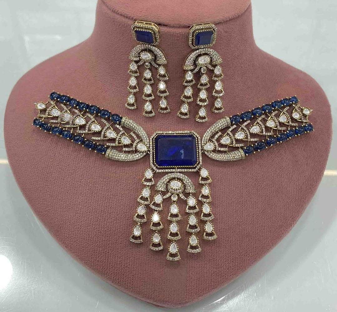Punjabi Ethnic Kundan Choker Earrings Set for Weddings | Kundan Jewelry | Indian Jewelry | Pakistani Jewelry | Traditional Jewelry - Libasaa.com