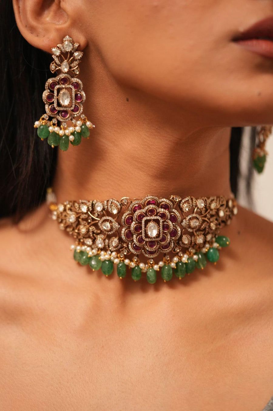 Traditional Kundan Choker Set for Women | Kundan Jewelry | Indian Jewelry | Pakistani Choker Set | Traditional Jewelry - Libasaa.com
