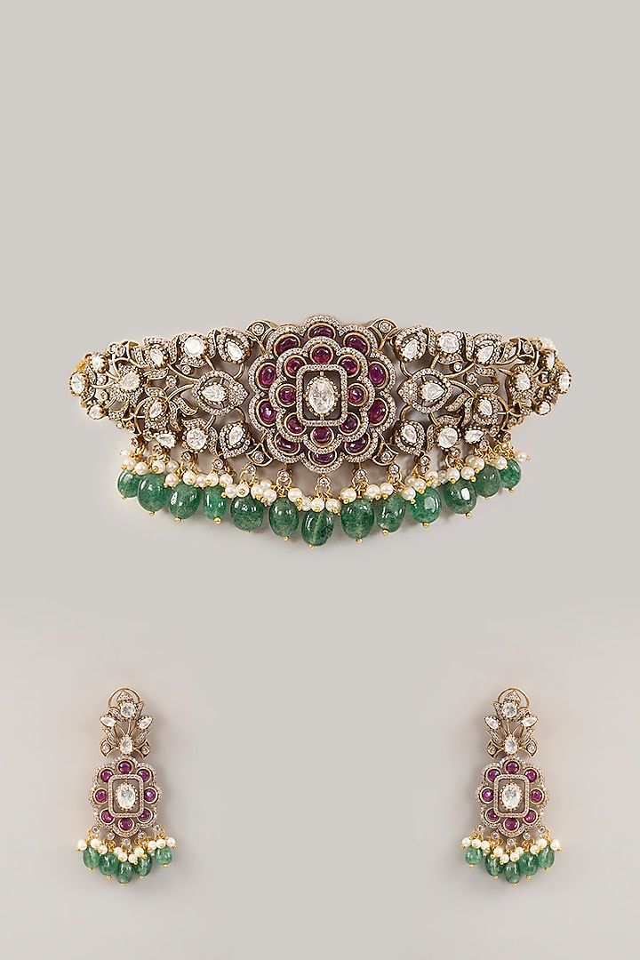 Traditional Kundan Choker Set for Women | Kundan Jewelry | Indian Jewelry | Pakistani Choker Set | Traditional Jewelry - Libasaa.com