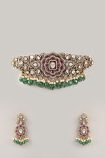 Traditional Kundan Choker Set for Women | Kundan Jewelry | Indian Jewelry | Pakistani Choker Set | Traditional Jewelry - Libasaa.com