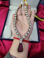 Traditional Craftsmanship American Diamond Kundan Necklace Set | Kundan Jewelry | Indian Jewelry - Libasaa.com