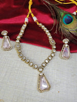 Traditional Craftsmanship American Diamond Kundan Necklace Set | Kundan Jewelry | Indian Jewelry - Libasaa.com