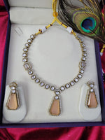 Traditional Craftsmanship American Diamond Kundan Necklace Set | Kundan Jewelry | Indian Jewelry - Libasaa.com