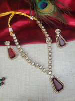 Traditional Craftsmanship American Diamond Kundan Necklace Set | Kundan Jewelry | Indian Jewelry - Libasaa.com