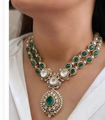 Indian Wedding Double Layer Polki Kundan Necklace Earrings Set | Kundan Jewelry | AD Jewelry | Indian Jewelry - Libasaa.com