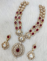 Indian Wedding Double Layer Polki Kundan Necklace Earrings Set | Kundan Jewelry | AD Jewelry | Indian Jewelry - Libasaa.com