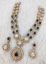 Indian Wedding Double Layer Polki Kundan Necklace Earrings Set | Kundan Jewelry | AD Jewelry | Indian Jewelry - Libasaa.com