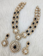 Indian Wedding Double Layer Polki Kundan Necklace Earrings Set | Kundan Jewelry | AD Jewelry | Indian Jewelry - Libasaa.com