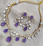 Jaipuri Traditional American Diamond Choker Earrings Set | Kundan Jewelry | AD Jewelry | Indian Jewelry | Traditional Jewelry - Libasaa.com