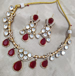 Jaipuri Traditional American Diamond Choker Earrings Set | Kundan Jewelry | AD Jewelry | Indian Jewelry | Traditional Jewelry - Libasaa.com