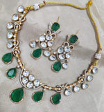 Jaipuri Traditional American Diamond Choker Earrings Set | Kundan Jewelry | AD Jewelry | Indian Jewelry | Traditional Jewelry - Libasaa.com