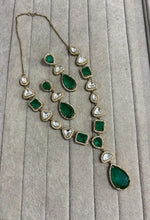 Bollywood Design Teardrop AD Necklace Earrings Set | Kundan Jewelry | AD Jewelry | Indian Jewelry | Traditional Jewelry - Libasaa.com