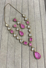 Bollywood Design Teardrop AD Necklace Earrings Set | Kundan Jewelry | AD Jewelry | Indian Jewelry | Traditional Jewelry - Libasaa.com