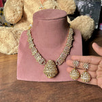 Traditional craftsmanship Indian cubic zirconia Necklace Earrings Set | Kundan Jewelry | AD Jewelry | Indian Jewelry - Libasaa.com