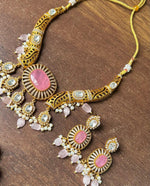 Meenakari JaipuriAD Kundan Necklace Earrings Set| Kundan Jewelry | AD Jewelry | Indian Jewelry - Libasaa.com