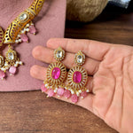 Meenakari JaipuriAD Kundan Necklace Earrings Set| Kundan Jewelry | AD Jewelry | Indian Jewelry - Libasaa.com