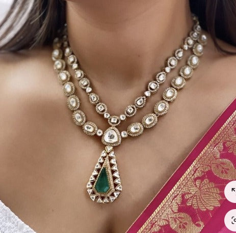 Indian Ethnic Polki Kundan Necklace Earrings Set For Wedding | Kundan Jewelry | Indian Jewelry - Libasaa.com