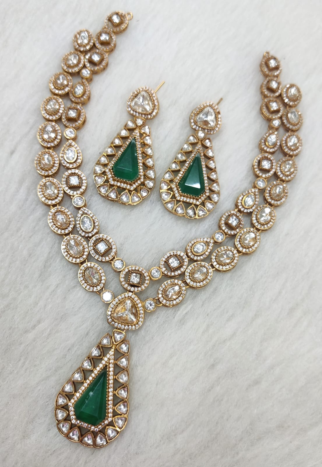 Indian Ethnic Polki Kundan Necklace Earrings Set For Wedding | Kundan Jewelry | Indian Jewelry - Libasaa.com