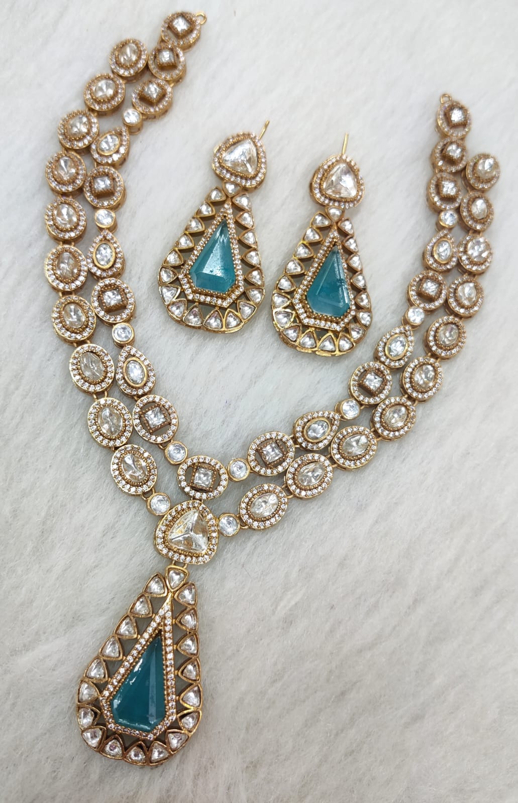 Indian Ethnic Polki Kundan Necklace Earrings Set For Wedding | Kundan Jewelry | Indian Jewelry - Libasaa.com