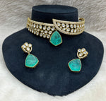 Sabyasachi Royal kundan polki choker earrings set for wedding | Kundan Jewelry | AD Jewelry | Indian Jewelry - Libasaa.com