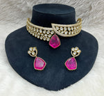 Sabyasachi Royal kundan polki choker earrings set for wedding | Kundan Jewelry | AD Jewelry | Indian Jewelry - Libasaa.com