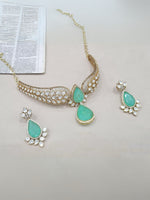 Dazzling Moissanite With Doublet Stone Kundan Choker Set - Jaipuri Polki Kundan Choker Set Indian Jewelry - Libasaa.com