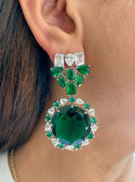 Bridal Wedding Silver Plated CZ AD Beaded Choker Earring Indian Jewelry Set - Libasaa.com