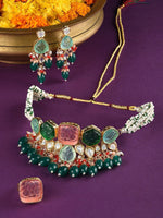 Gold-Plated Stone Studded Jewellery Set