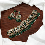 Stylish Victorian Kundan Choker Earrings Set For Wedding - Kundan Choker Set Indian Jewelry - Libasaa.com